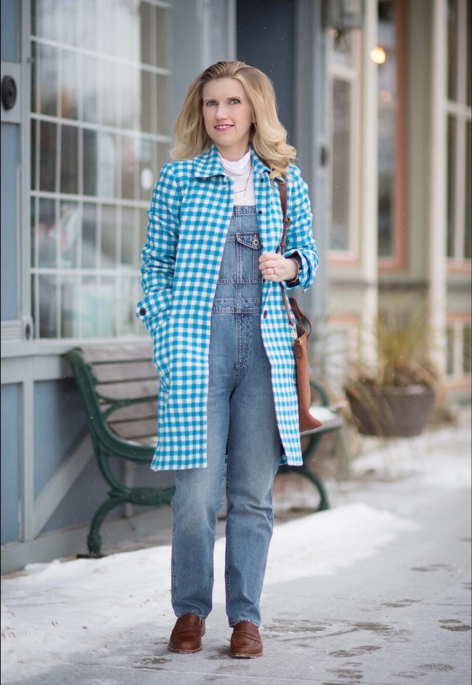 J Crew Blue Plaid 100% Wool Coat Size 8
